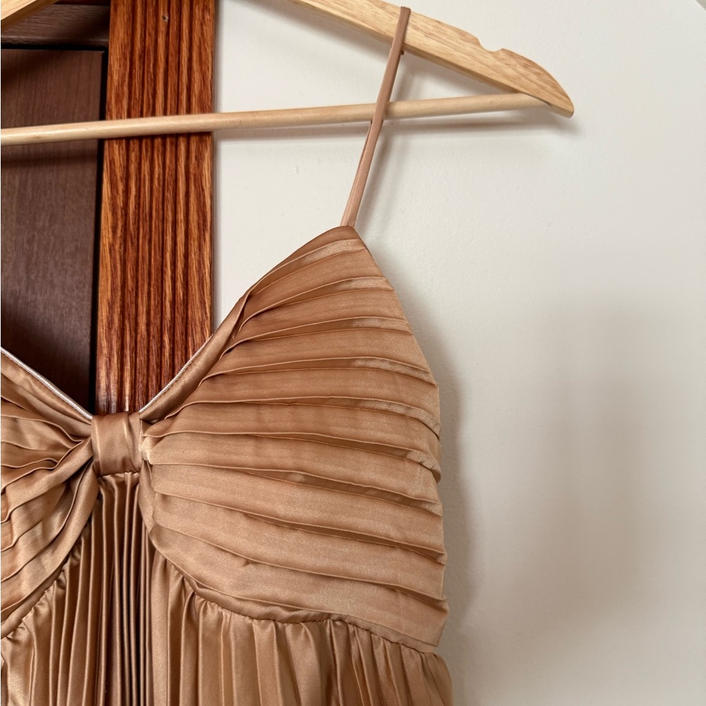 Petal & Pup Gold Pleated Midi Dress